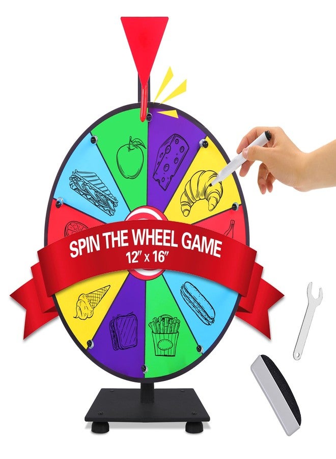 SHANTRA 12 Inch Spinning Prize Wheel with Durable Base, 10 Slots Tabletop Spinner, with Dry Erase Marker and Eraser, Easy to Install, for Fortune Spin Game in Parties, Classroom, Home, Raffles, Holidays - Image 1